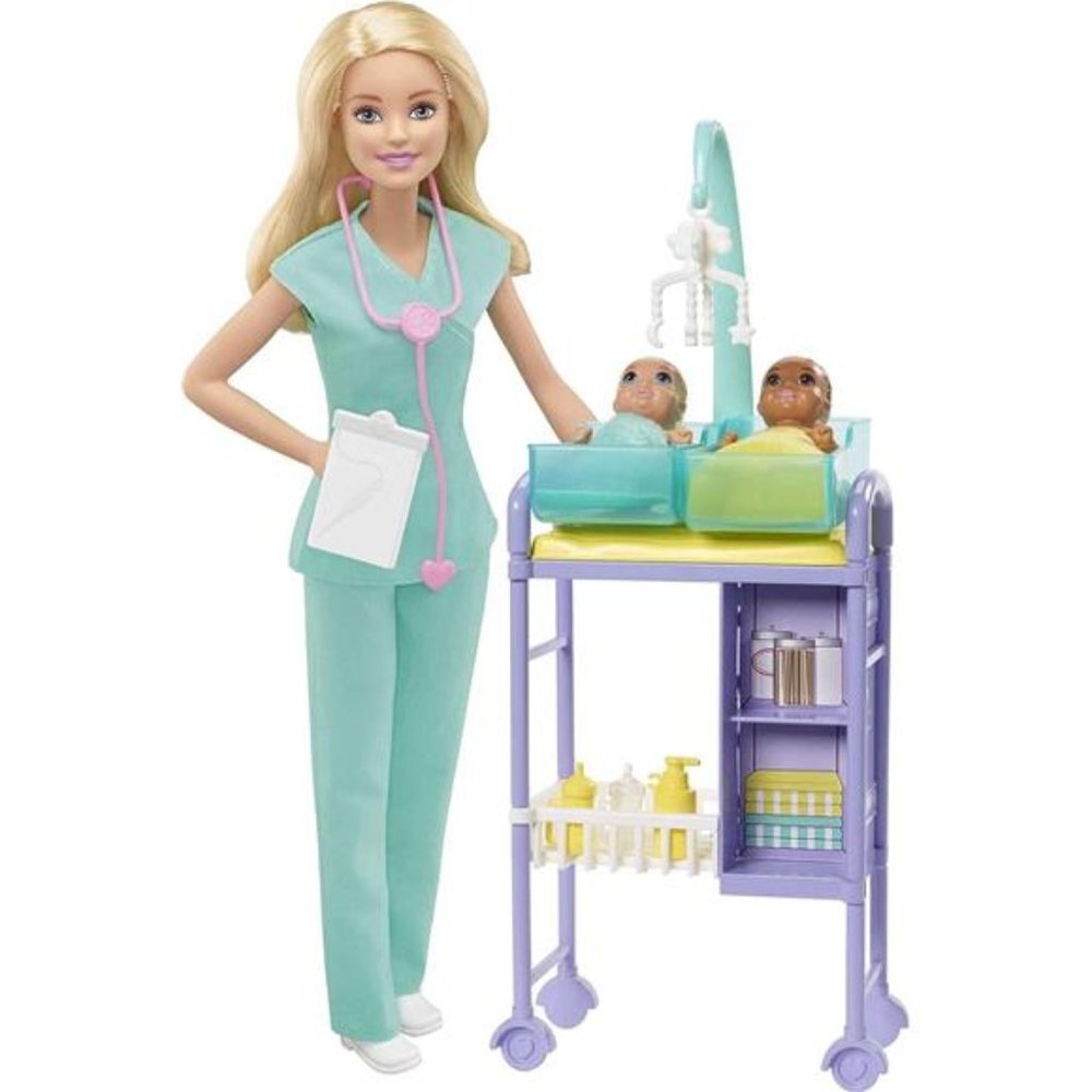 Barbie Careers Doll & Playset, Baby Doctor Theme Blonde Fashion Doll Girls Gift